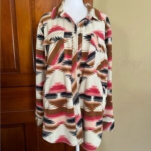 Aztec Print/Western Fleece Shacket Size Large